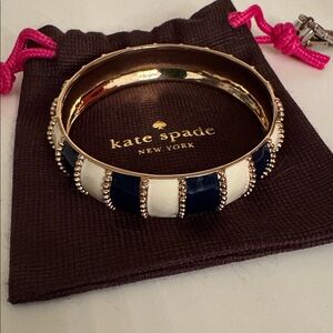 Kate Spade Navy & Cream Enamel Bangle Bracelet Gold Tone